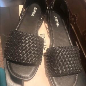 JustFab Black Woven Slide Sandals